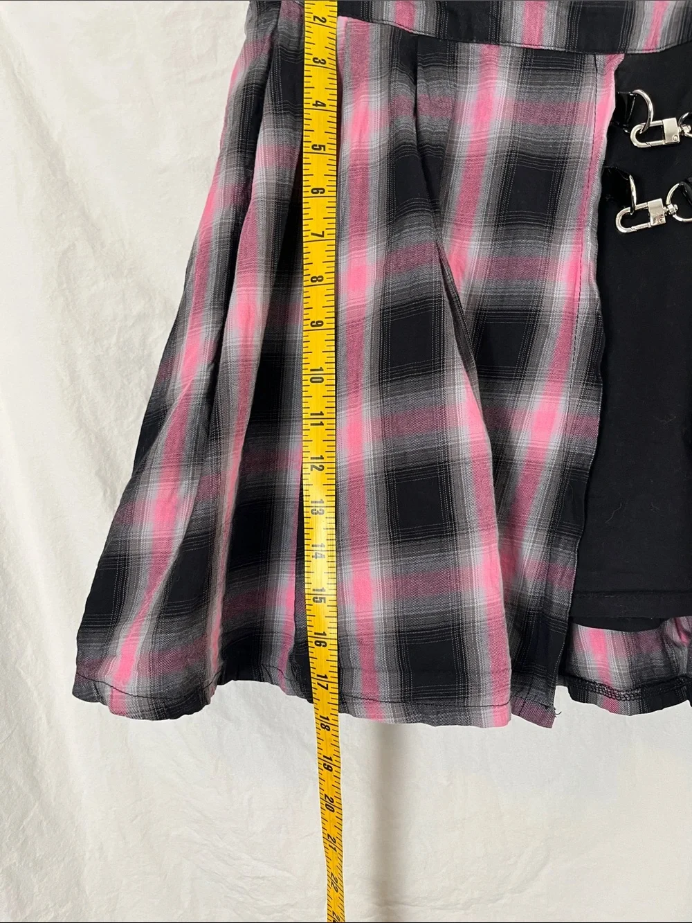 Disturbia Pink and Black Plaid Layered Cotton Mini Skirt Size 8 (UK 12)